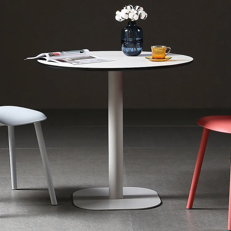 Light luxury dining table Modern simple white small round table Household dessert shop Cafe square table Restaurant booth