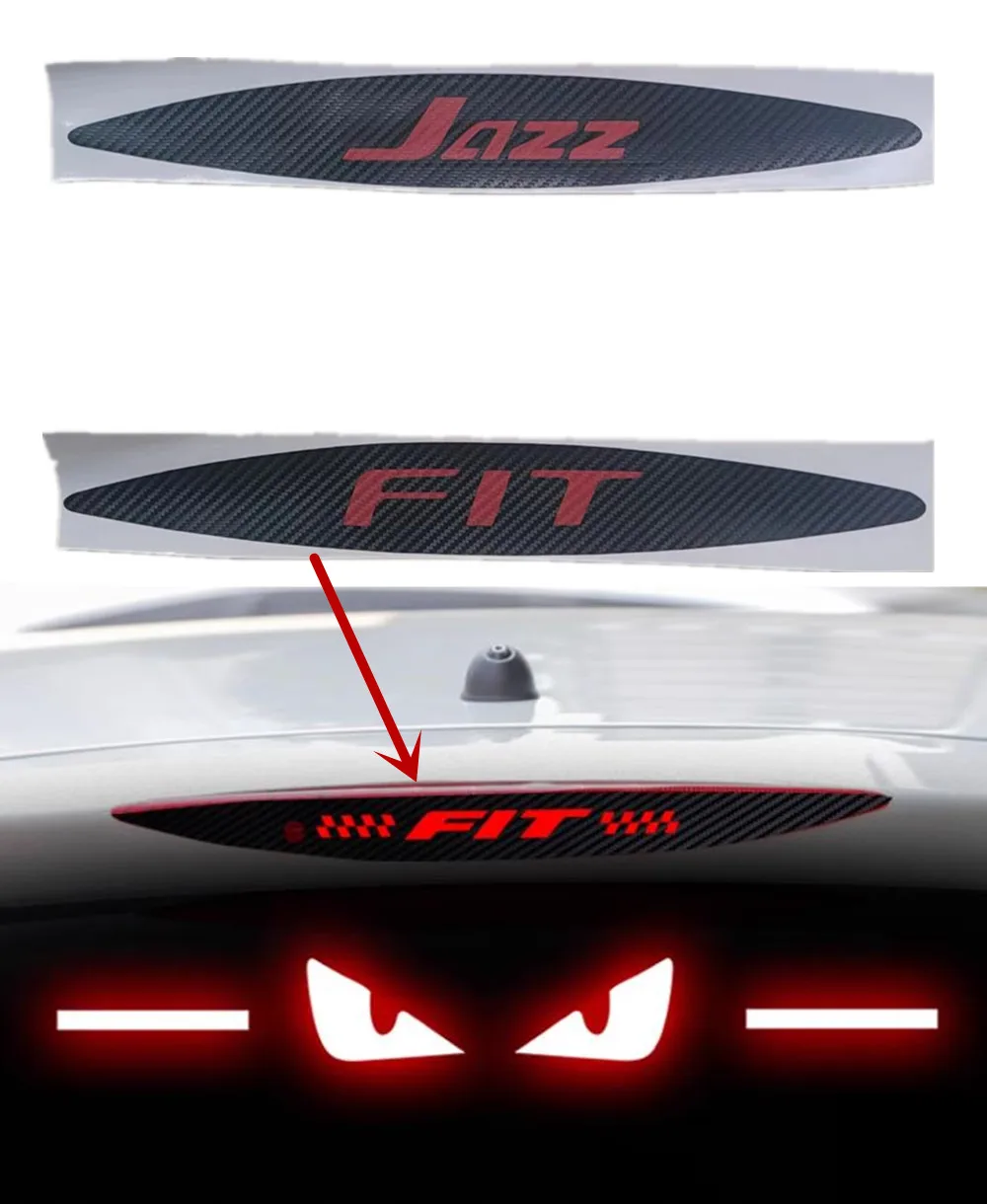

1PC Carbon Fiber Car Stickers Of High Mounted Stop Lamp High Brake Lights For Honda Fit Jazz 2014-2018 Car-Styling Accessories