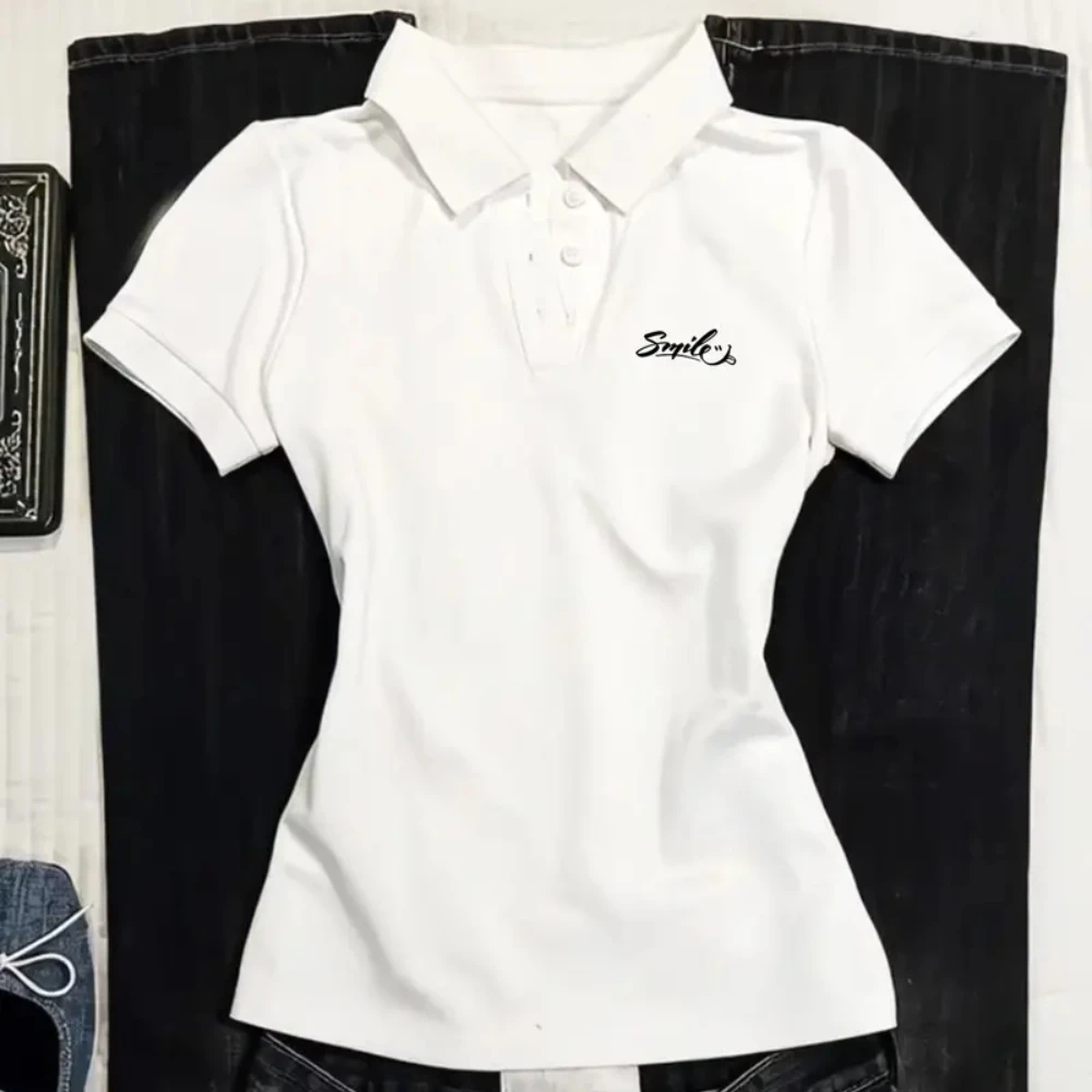 

"Slim - Fit Y2K White Polo Shirt"