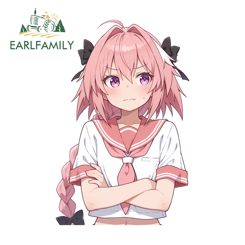 

EARLFAMILY Adorable Half Astolfo Car Stickers Rear Windshield Decals Practical Waterproof Vinyl DIY Car Body Occlusion Scratch