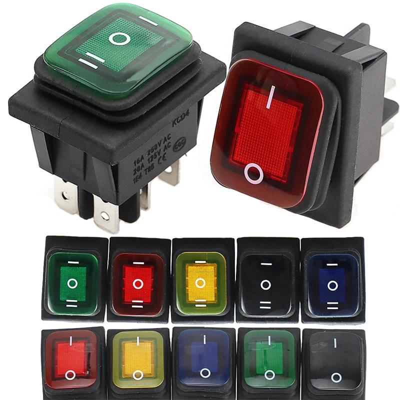 

1Pcs Waterproof 4Pin 6Pin Rocker Switch Auto Boat Marine DPDT 220V Heavy Duty Push Button Switch with LED Light