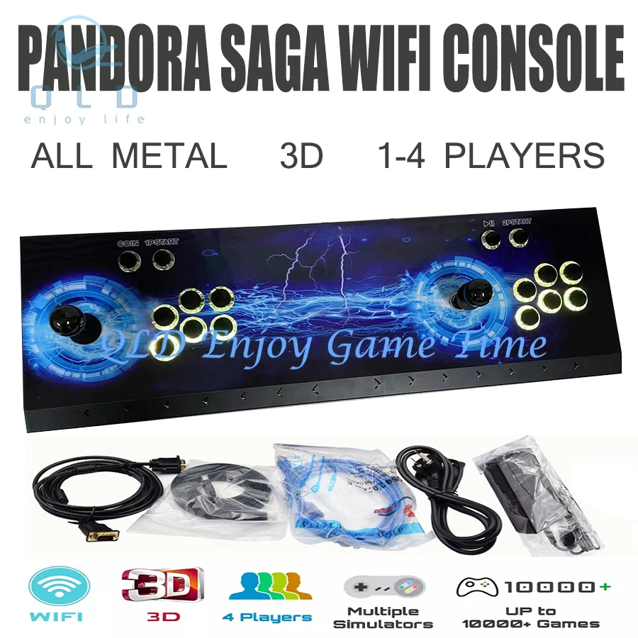 3D Pandora Saga WIFI Arcade Joystick, Retro Game LED Console, 2800/9800/10888/26800 in 1 All Metal Cabinet 4 Players Zero Delay
