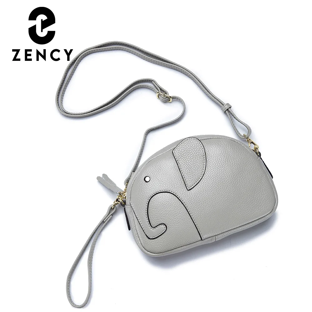 Zency Soft Cowhide Leather Handbag New Design Elephant Women Crossbody Bag Shopping Outdoor Card Holder Phone Pocket Cluth Purse