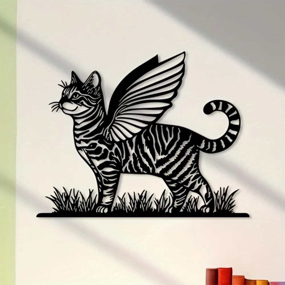 CIFBUY Metal Wall Art Bengal Cat Decor Cat Lover Gift For Indoor Outdoor Living Room Garden Zoo Corner Cat Statue Iron Craft