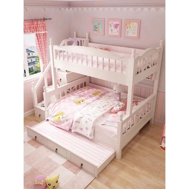 High and low bed Small apartment Children's upper and lower beds Children's mother and child beds Two-layer beds Interlaced whit