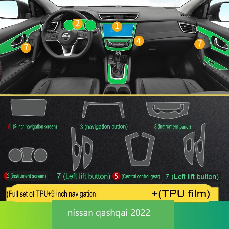 

For nissan qashqai j11 2022 Tpu Transparent Film Car Interior Sticker Center Console Navigation Touch Screen Car Accessories