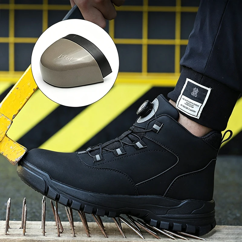 Puncture-Proof Indestructible Construction Shoes Rotating Button Safety Shoes Work Boots For Men Shoes Steel Toe Work Sneakers