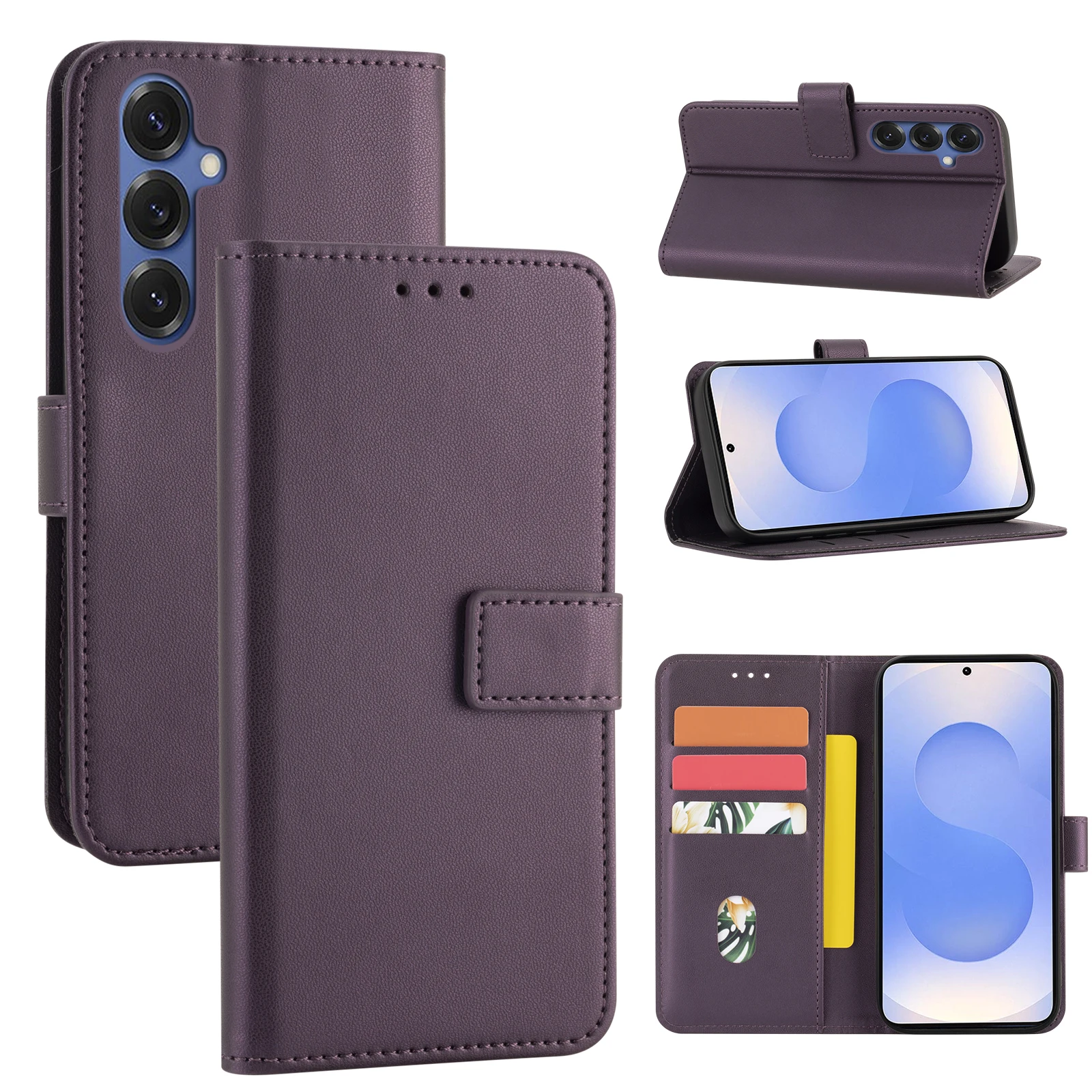 Oder Samsung A56 Serie Schutzhülle Flip Wallet Case mit Kartenfach Kunstleder Handyhülle – Detail 2