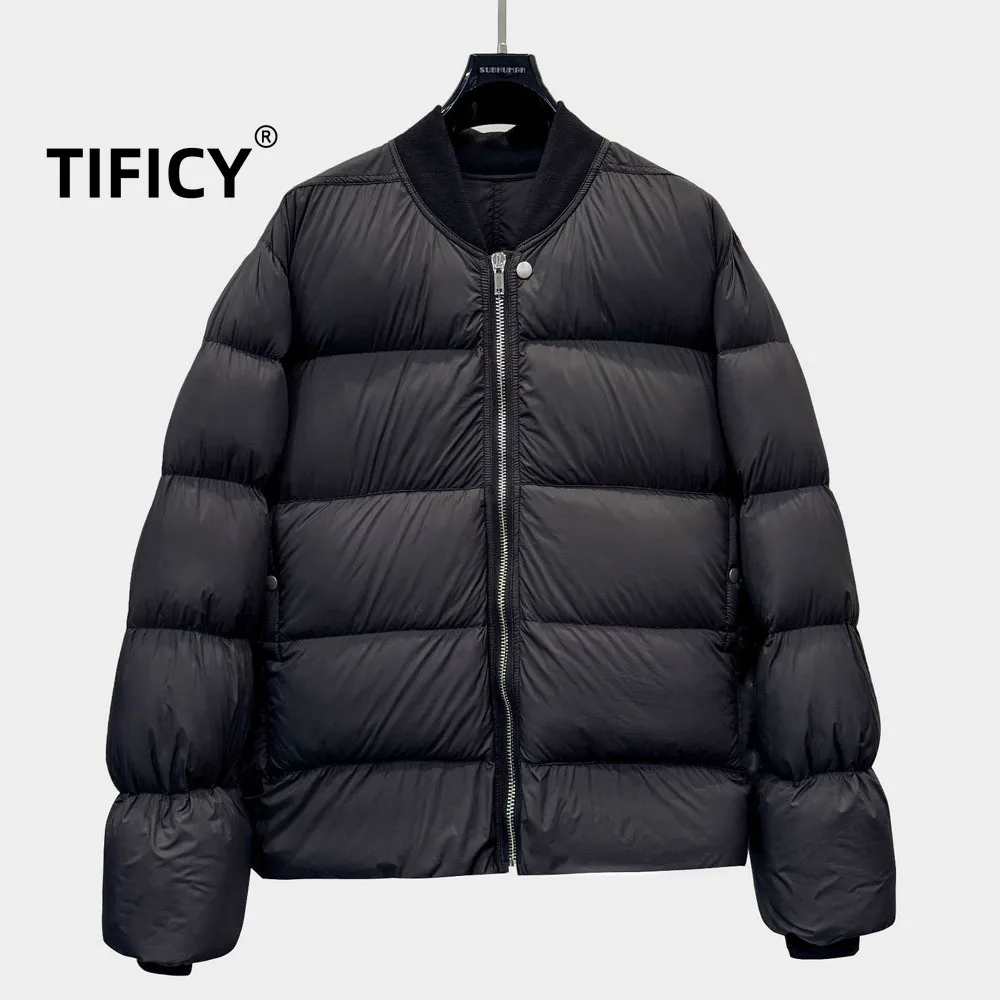 

High Street Dark Black Dark Style Down Jacket Men's Simple New Winter Goose Down Women's Warm Zipper Down Jacket