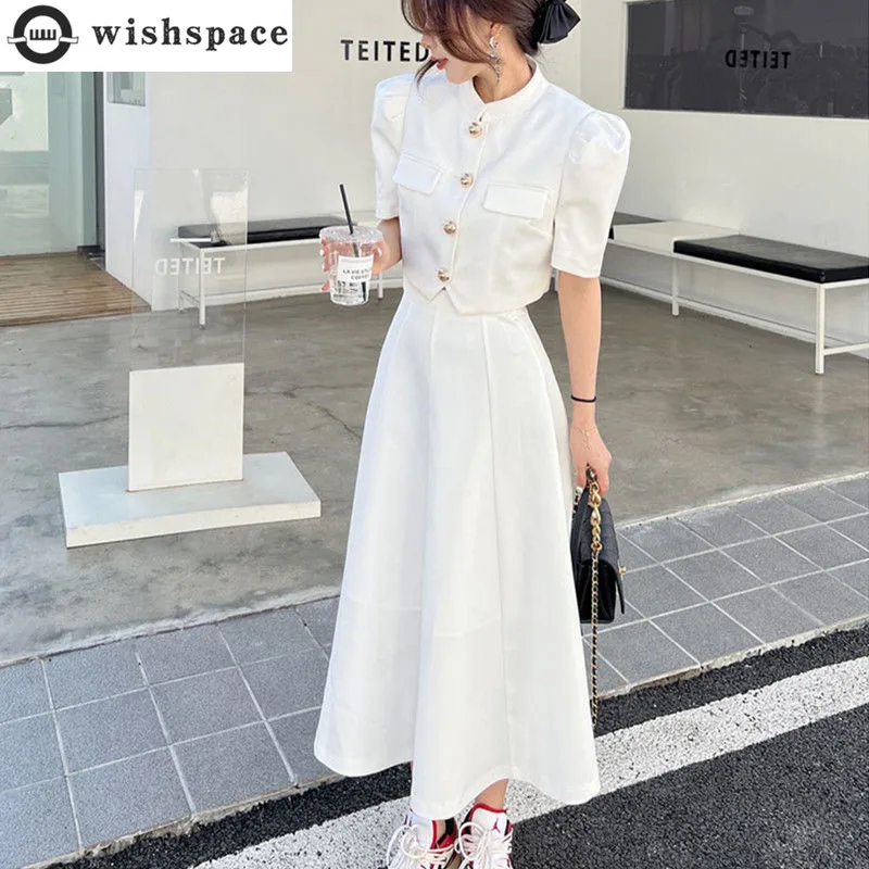 

2023 Summer New Slim Fit Jacket Blazer Half Skirt Two Piece Elegant Women's Dress Set Office Business Set Outfits