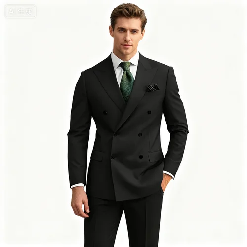 Imagen 1 del producto Traje de padrino de boda formal con solapa de muesca Terno de 2 piezas para hombre con chaleco para fumar - Conjunto de traje de negocios