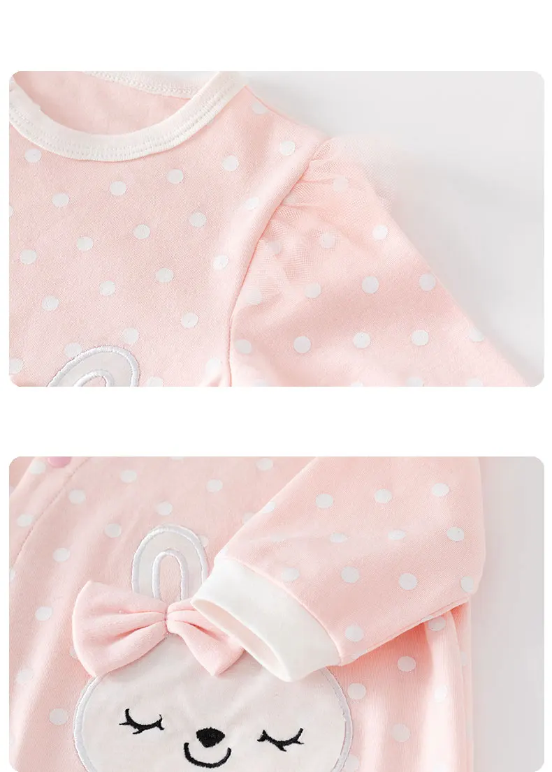 Langärmliger Baby-Strampler aus reiner Baumwolle, Schlafanzug für Neugeborene, Babykleidung für Mädchen, Fußbedeckender Anzug, Frühling und Sommer – Detail 6