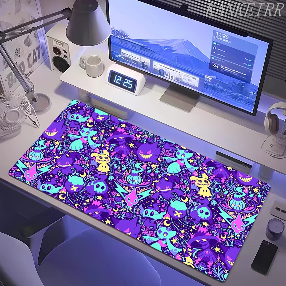 XXL Pokemon Japan Anime Lila Mauspad Gengar PC Cool Gamer Schreibtischunterlage Erweiterte Tastaturmatte Laptop Kawaii Mauspad Geschenke