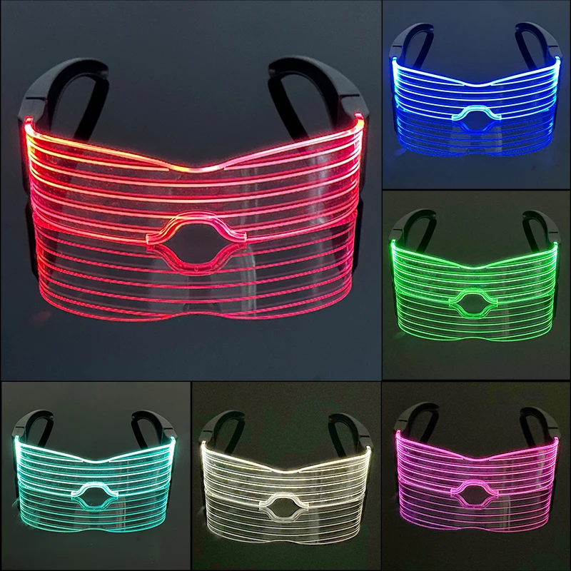 

Colorful Neon Decorative Vintage Punk Glasses Luminous Goggles LED Light Up Eyeglasses for Bar KTV Halloween Christmas Birthday