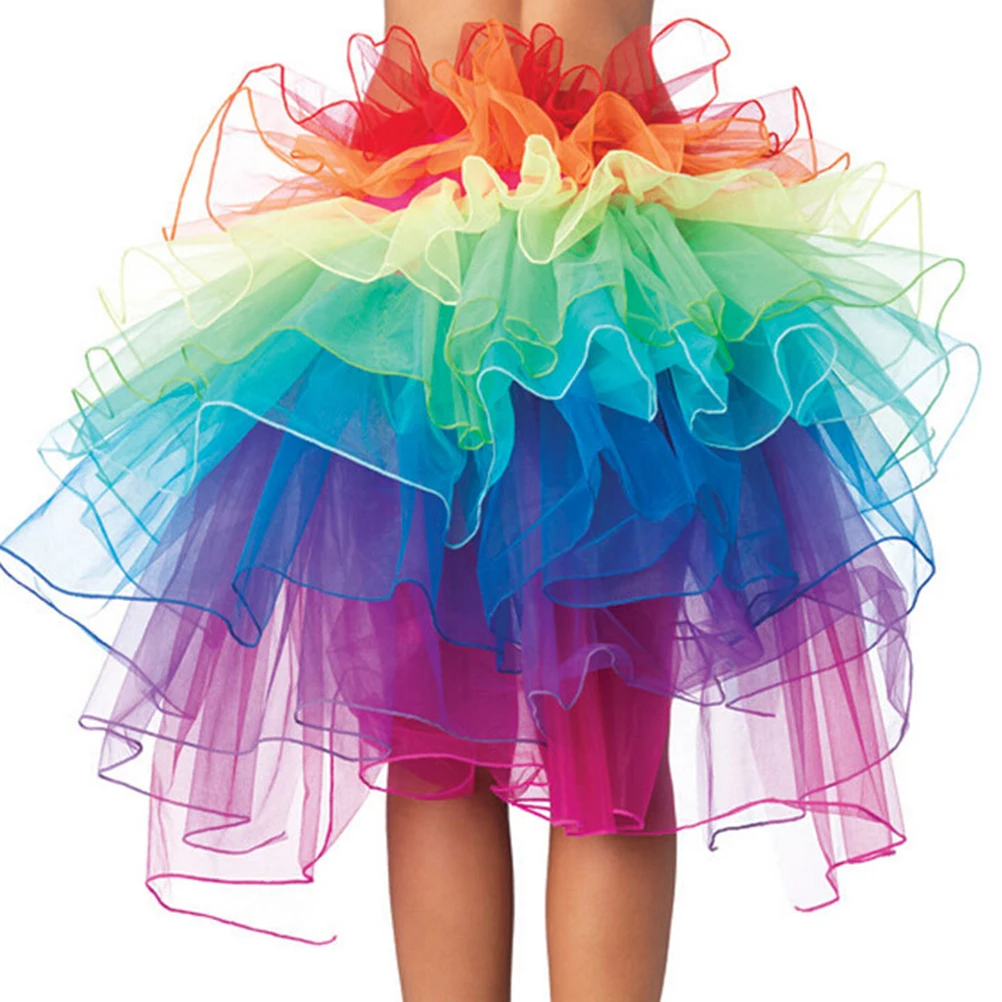 Rainbow Neon Tutu Skirt Rave Party Dance Half Bustle Burlesque Sexy Clubwear