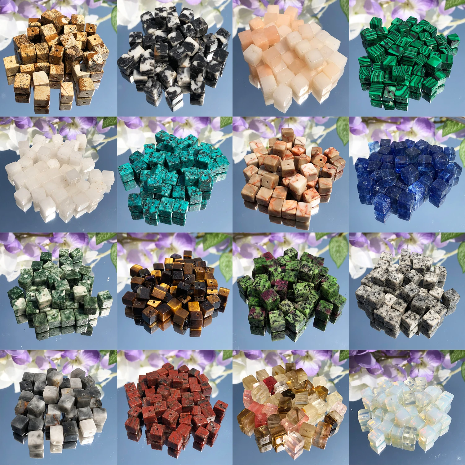 4mm/6mm/8mm naturalny kwadratowy kamień agaty Jades amazonit kostka luźne koraliki dystansowe do tworzenia biżuterii DIY bransoletka Handmade 15inche