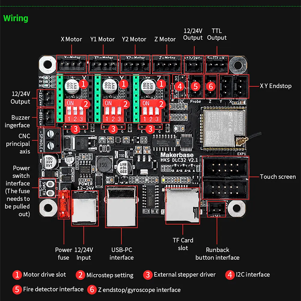 RAMPEN MKS DLC32 Offline Controller Motherboard 32bits ESP32 WIFI GRBL TFT Touch Screen für Desktop Laser Gravur Maschine