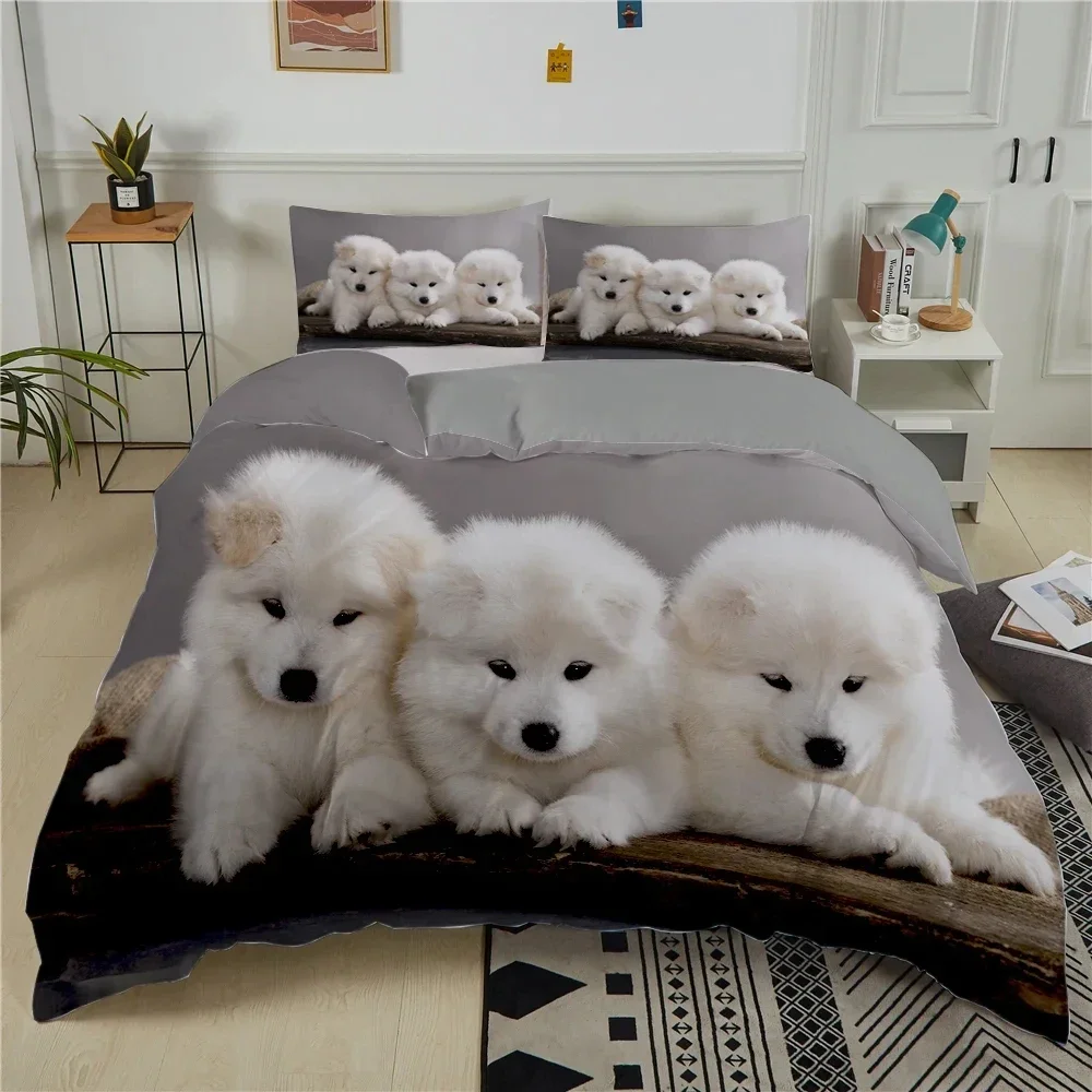 3D Dog Bedding Set Cute French Bulldog Puppy Duvet Cover Sets Cartoon Bed Cover Pet Animals Home Textiles Queen 2/3Pcs King Full