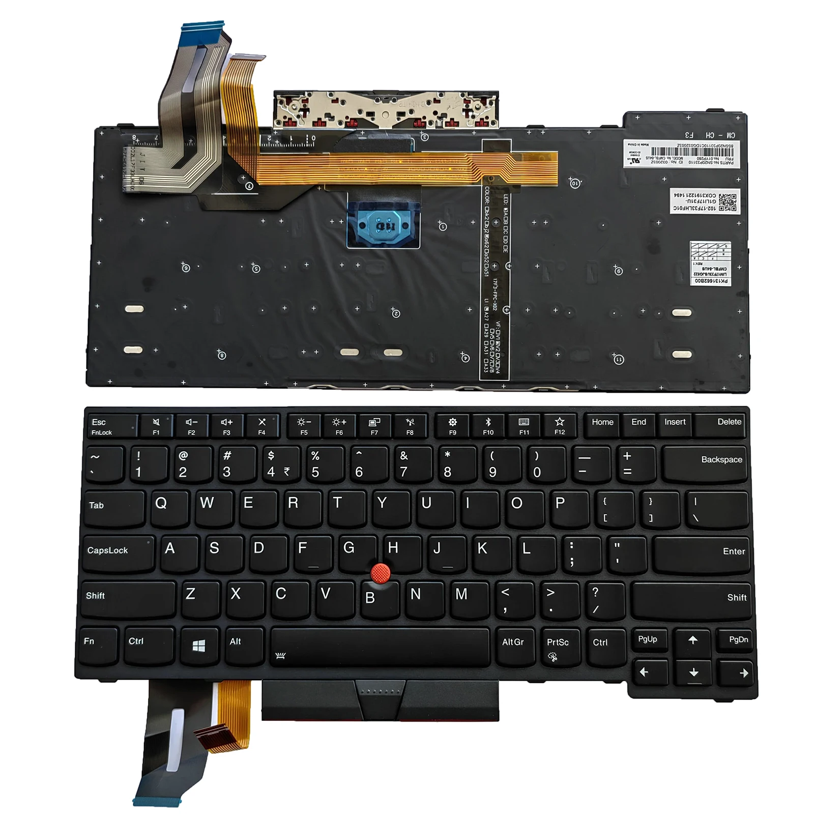 

US/RU Laptop Keyboard for Lenovo Thinkpad E480 E485 E490 T480S T490 T495 L380 L390 L480 L490 P43s