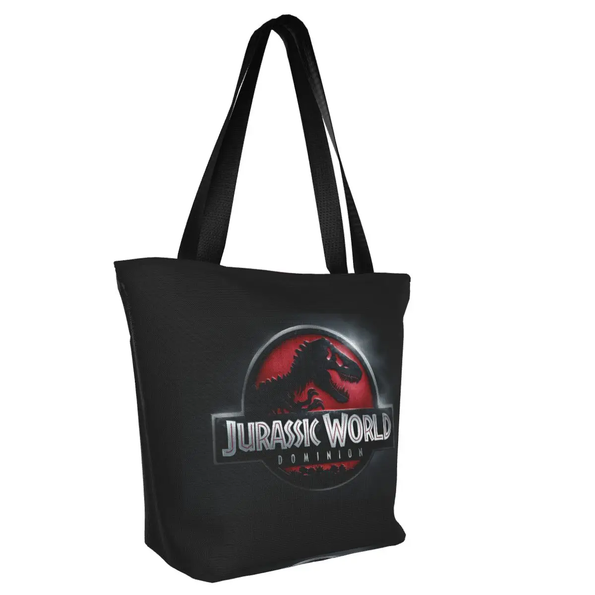 Custom Jurassic Park Shopping Canvas Bag Women Durable Grocery Ancient Animal Shopper Tote Bags