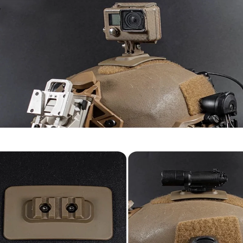 

Комплект для тактического шлема: крепление для экшн-камеры, боковое крепление для фонарика, нижняя монтажная пластина для активного отдыха на природе