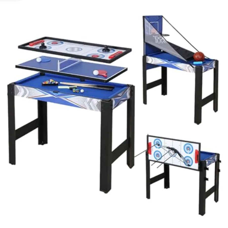 5-in-1 Multifunktions-Spieltisch Kombi-Spieltisch mit Billard, Hockey, Tischtennis, Pfeilschießen, Basketball und Geschenke für Erwachsene für Zuhause