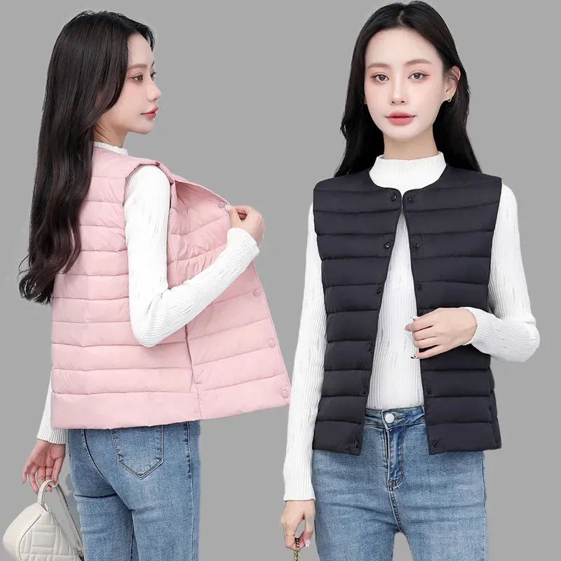 

2025 New Women's Wear Close-fitting Cotton Jacket Autumn winter Short Korean Women's Sleeveless Female Cardigan Vest Overcoat