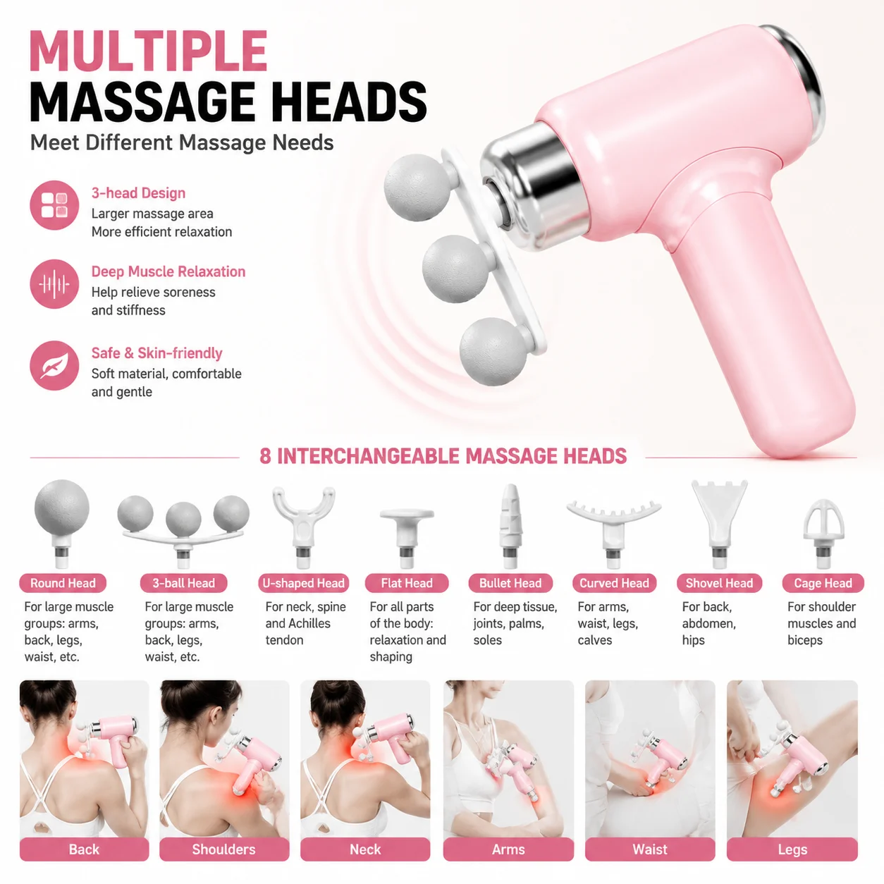 Mini Massage Gun Portable Muscle Recovery Device Electric Body Massager Fitness Relaxation Tool Type C Rechargeable
