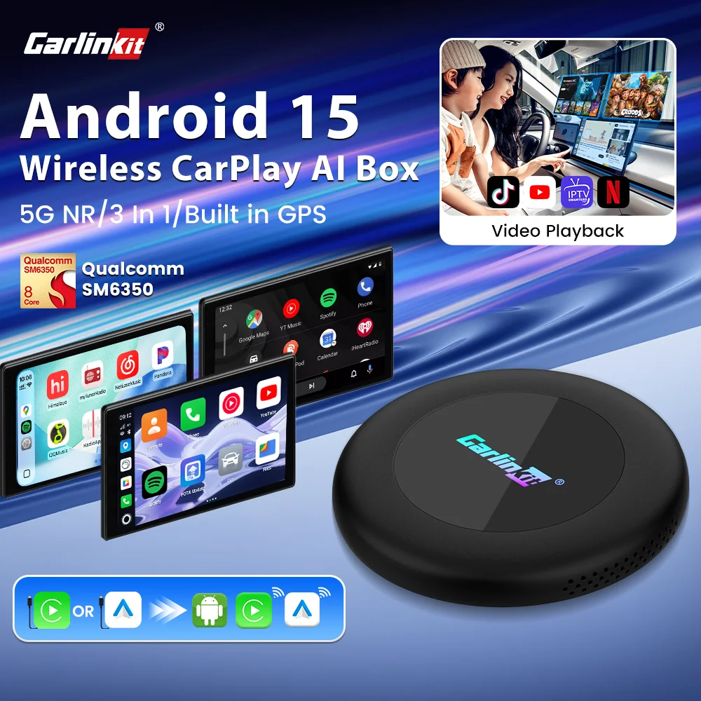 Image of 2026 CarlinKit CarPlay Kabelgebunden zu Kabellos Android 15 Ultra2 AI Box 5G NR CarPlay Wireless Smart AI Box SM6350 8-Kern-Chip Kabelgebunden zu Kabellos Android Auto AI Box Plug-and-Play für IPTV