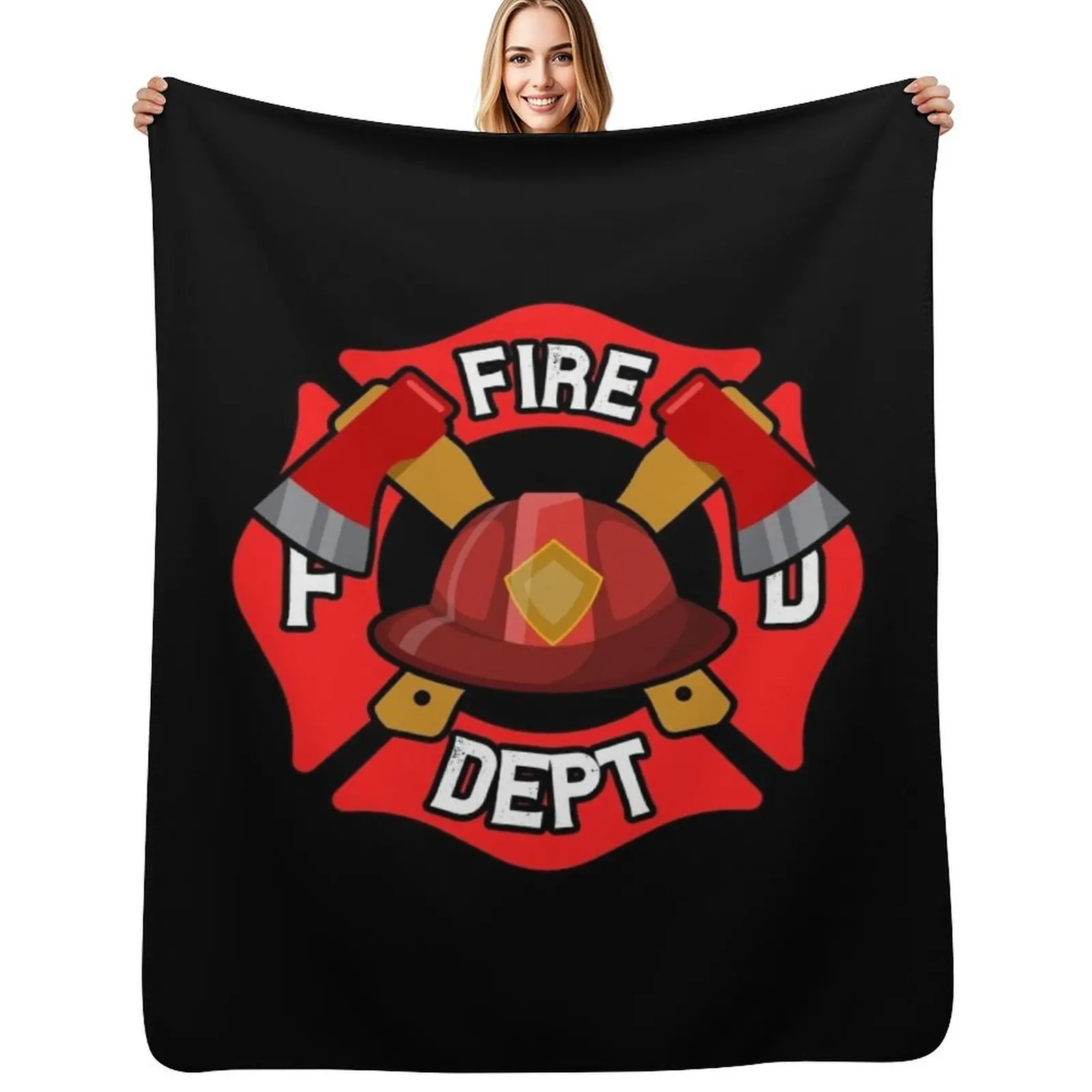 

Fire Department Badge USA Throw Blanket No Pilling Soft Warm Blanket for Bed