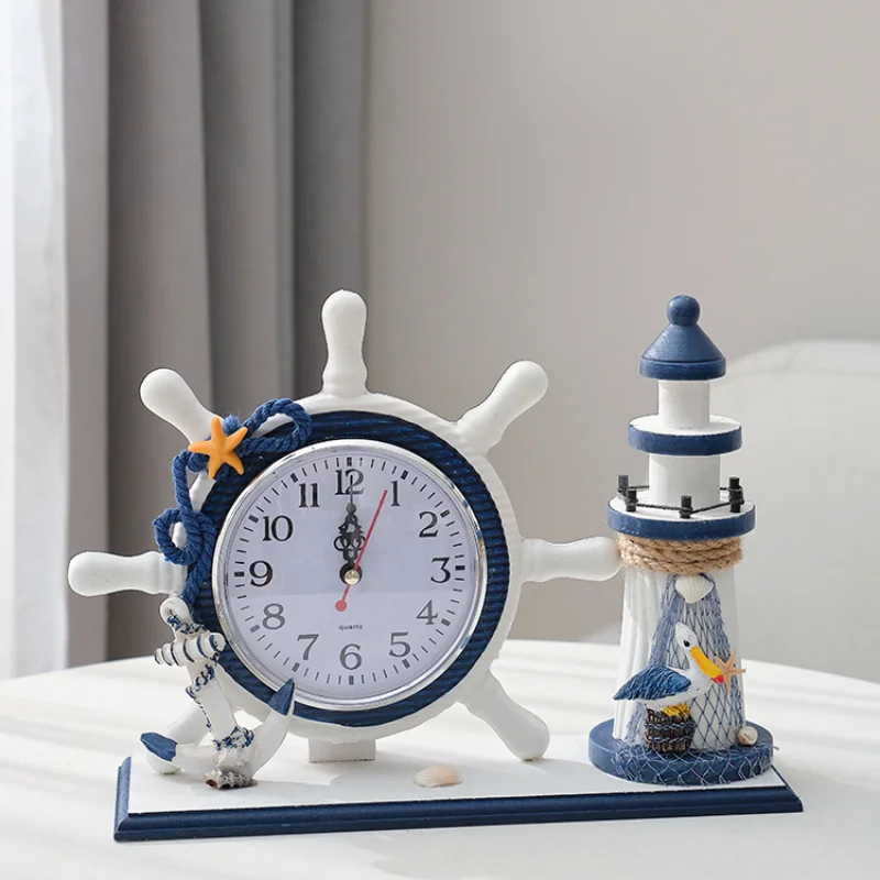 Mediterranean Watch Creative Clock Pendulum Desktop Decoration Household Desktop Seat Clock