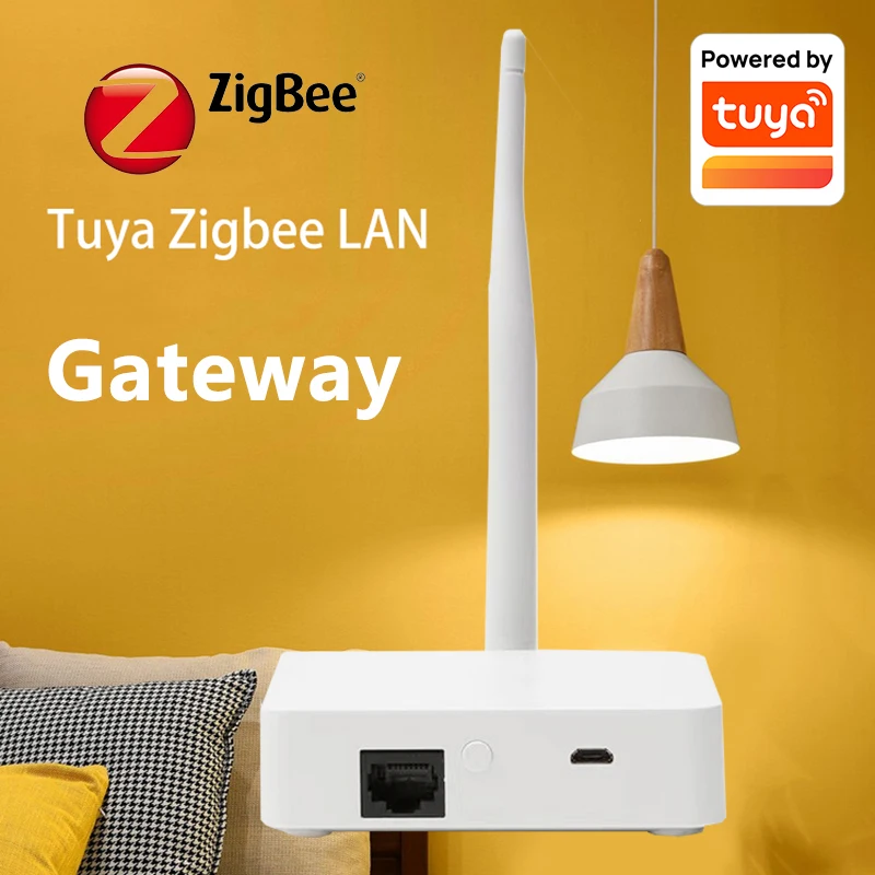 Tuya ZigBee Smart Hub, with Network Cable Socket Wired Connection Gateway Bridge for App Remote Control Works with Alexa Google