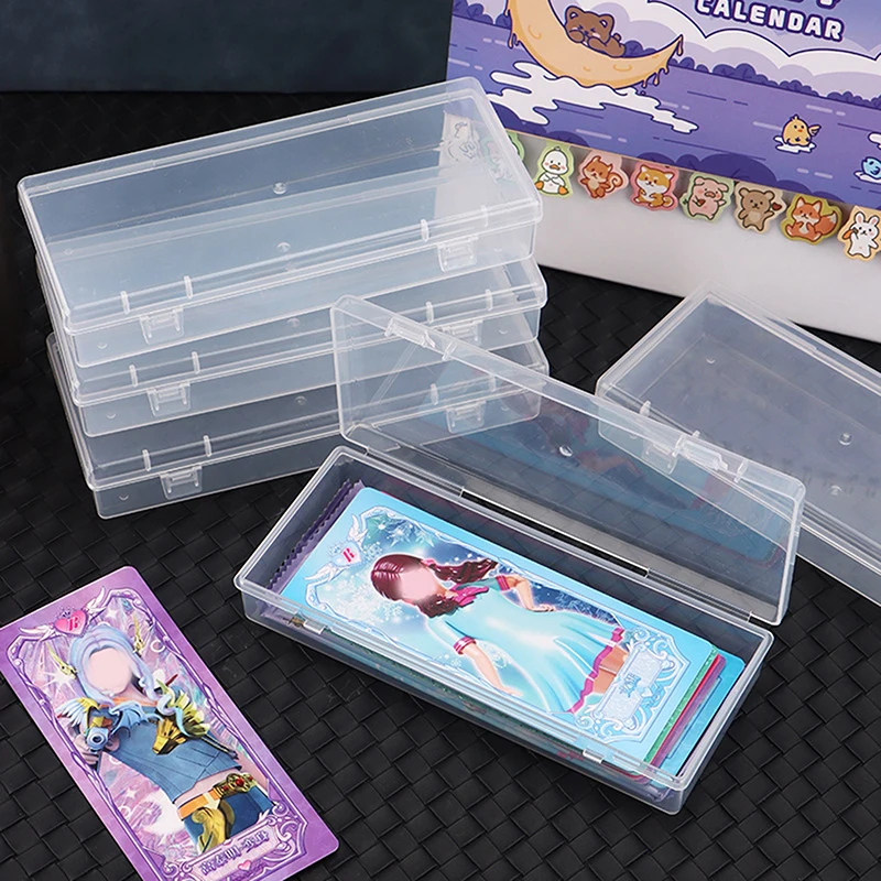 New Transparent Plastic Storage Box Photocards Small Card Storage Box Desk Organizer Box Classification Box Stationery