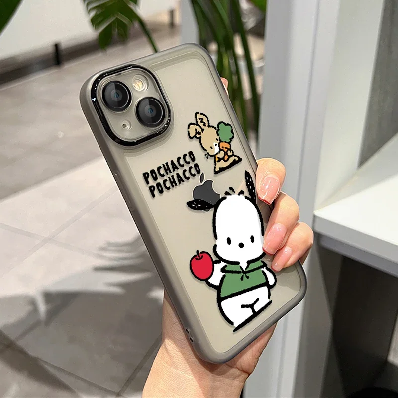 Kawaii Pochacco Translucent Protective Cover Sanrio Anime Funny Anti-Scratch Phone Case for IPhone 11 12 13 14 15 Pro Max