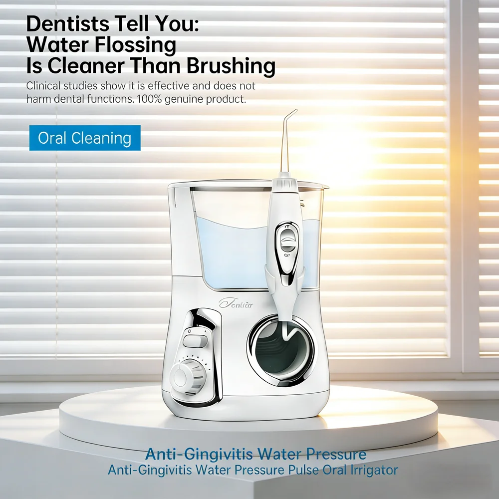 

Электрический ирригатор для всей семьи, 10 режимов, 5 насадок, 800 мл, настольный, для чистки полости рта