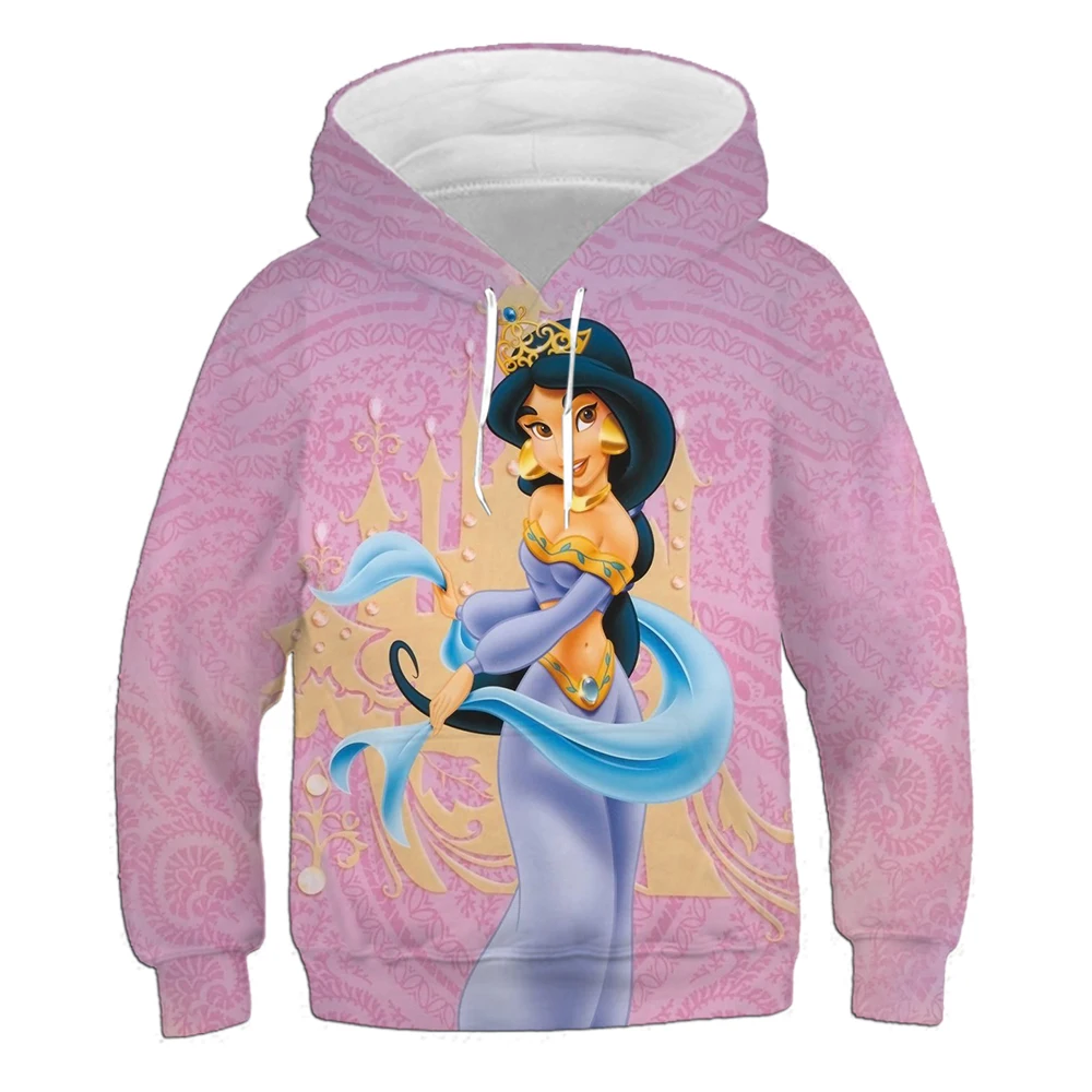 2024 Princess Jasmine series cartoon print winter new Korean version fashion loose comfortable versatile warm hoodie