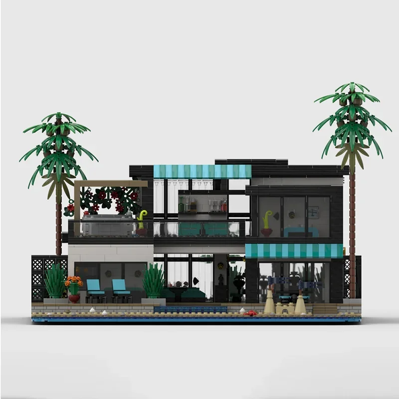 Moc Bouwstenen Strand Villa Vakantie Thuis Technologie Modulaire Bakstenen Model Geschenken Kerst Speelgoed DIY Sets Montage
