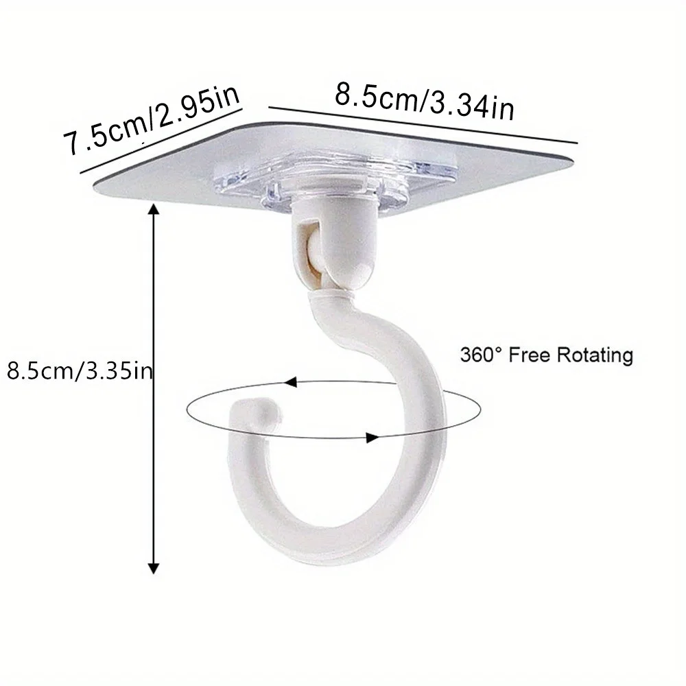 5pcs Adhesive Ceiling Hooks For Hanging Solution, Rotatable Ceiling Hooks No Drill Ceiling Hanging Hook