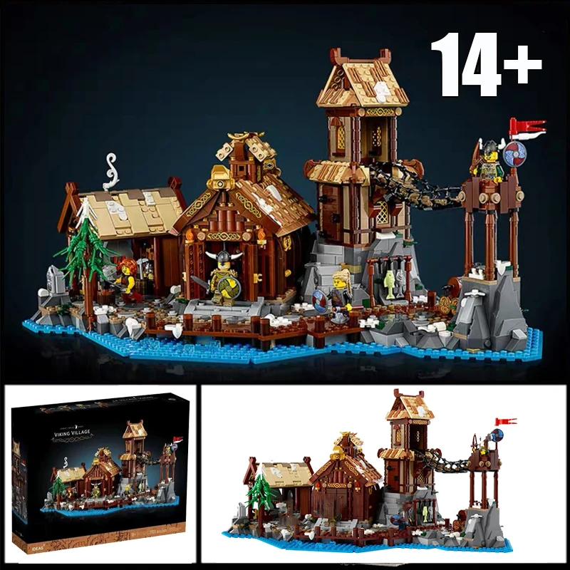 

Новый конструктор MOC «Европейская средневековая улица: Деревня викингов», 2103 детали, модель-головоломка, креативные идеи, детская игрушка, подарок на день рождения, 21343