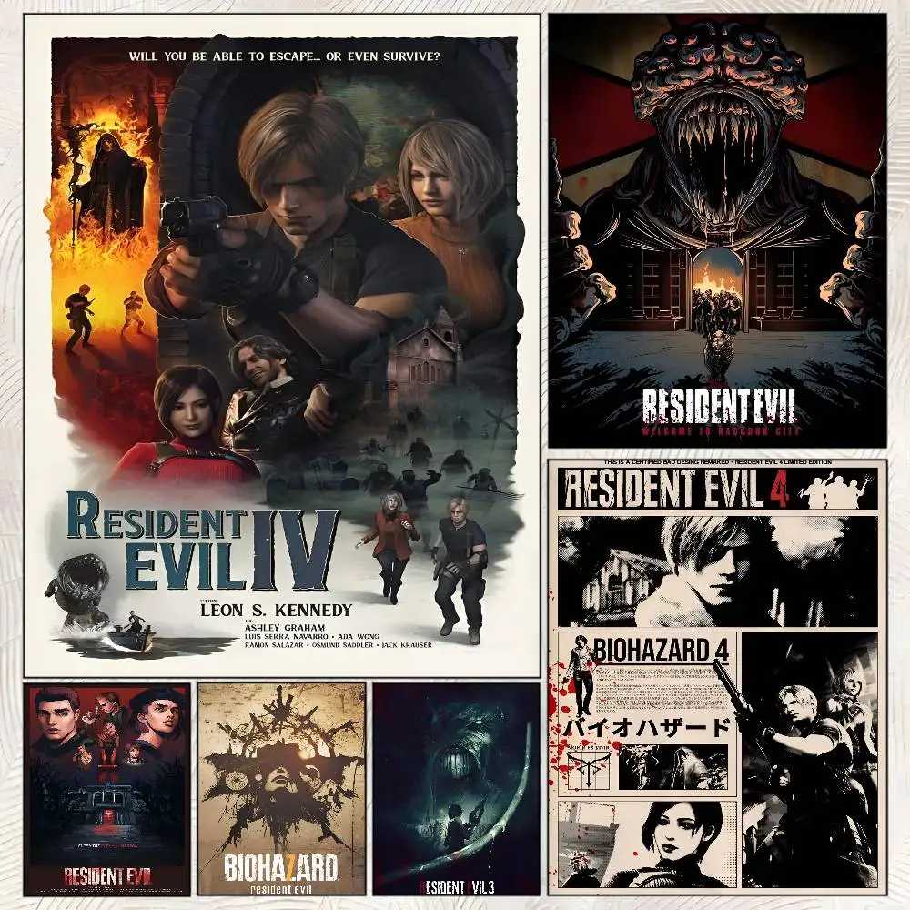Game R-Resident Evil Poster Self-adhesive Art Room Entrance Restaurant Wall Decor Art Painting