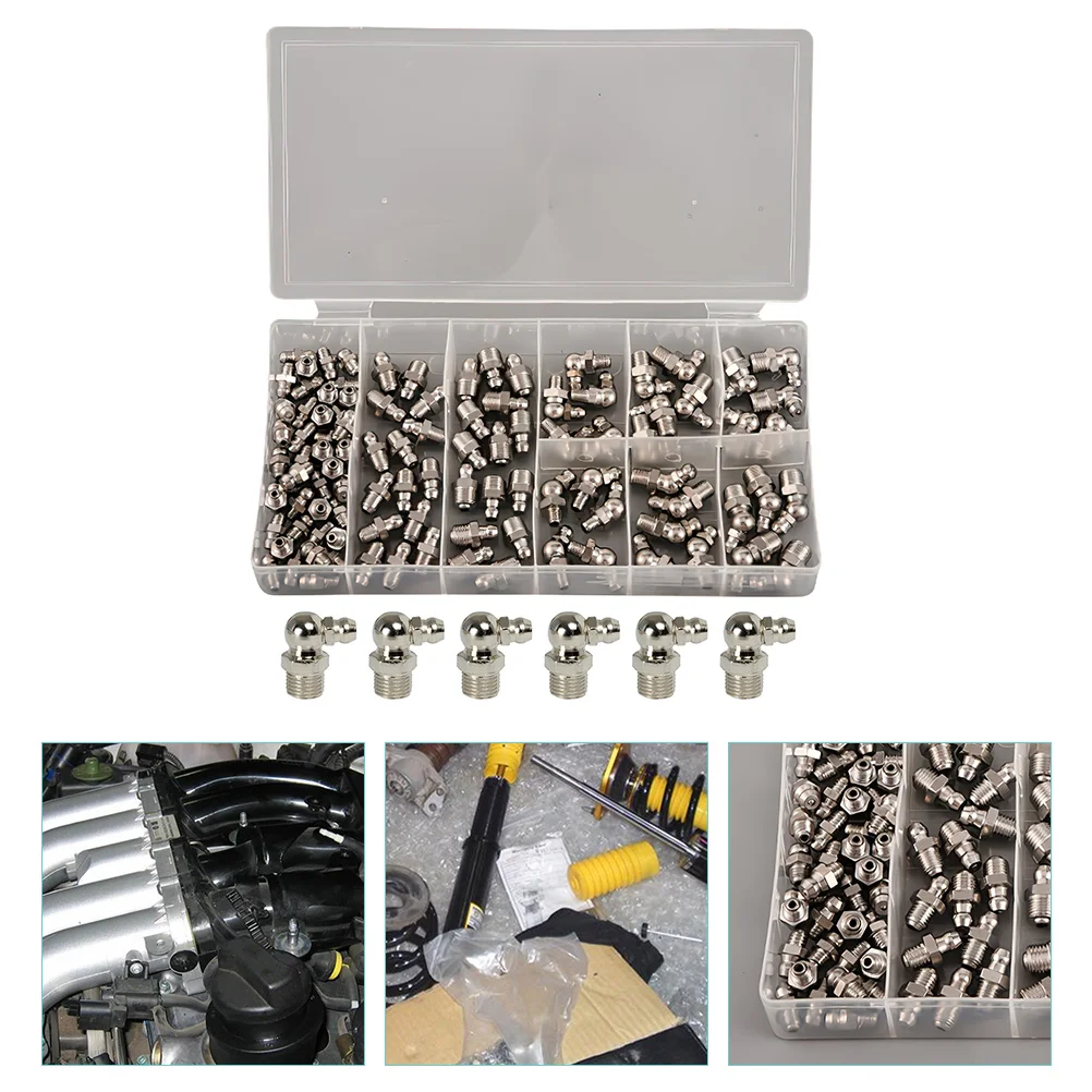 

Nickel-plated Straight and Curved Oil Grease Fitting Lubrication Parts Nozzles Kit Butter Mouth Angled Tool