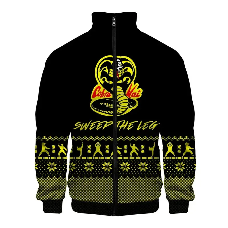 AAA 2025 nuevo programa de televisión caliente The Karate Kid Cobra Kai moda hombres cremallera sudaderas con capucha chaquetas 3D Stand Collar sudadera Tops niño Tracksu