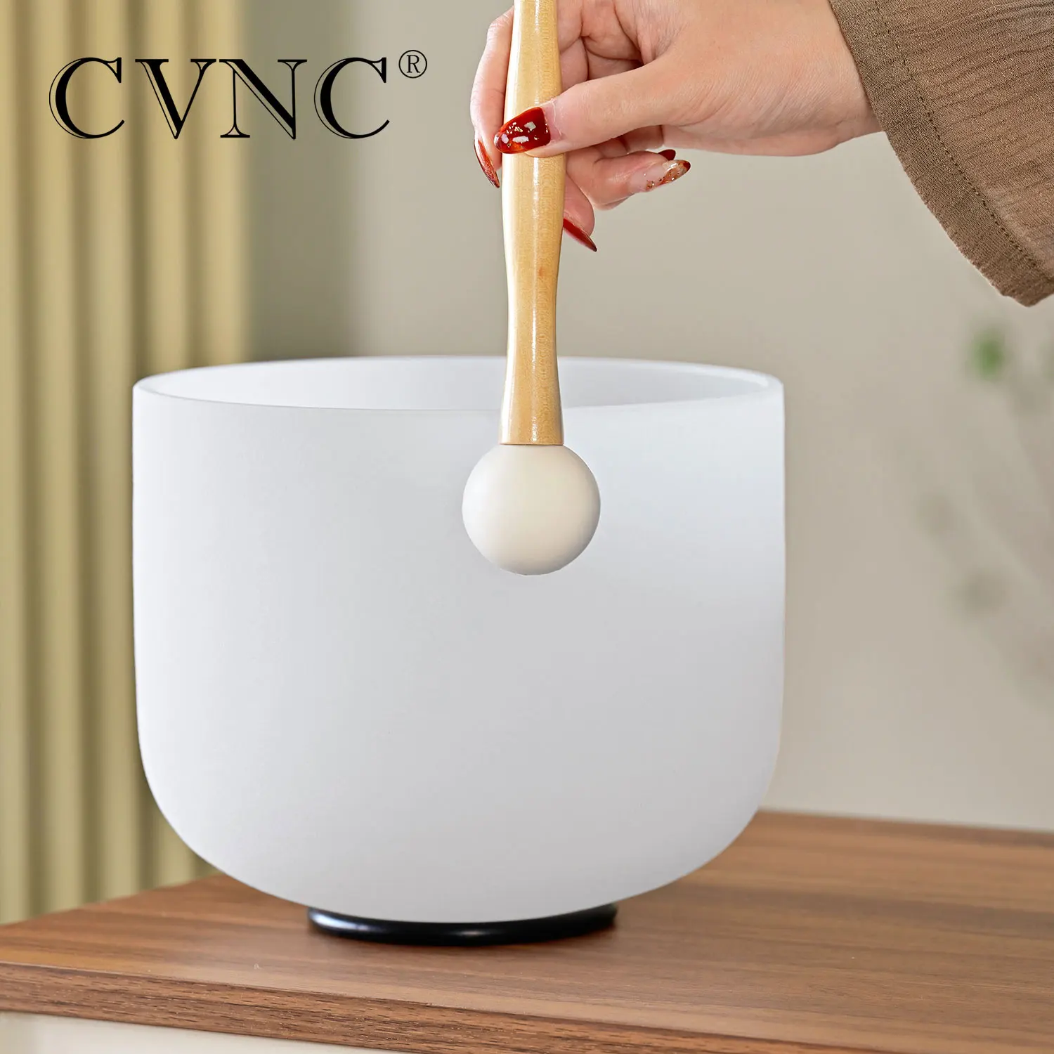 CVNC-Crystal Singing Bowl, 528Hz, Sound Healing Instrument, C Note Quartz Chakra Frequency Meditation, 8 Inch