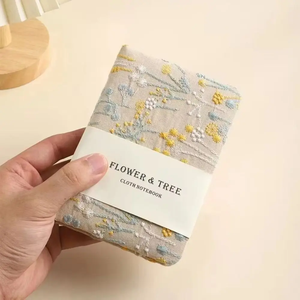 256 Pages Embroidered Pocket Notebook Irregular Embroidery Flower Fabric Cover A6 Portable Handbook Multi-Purpose