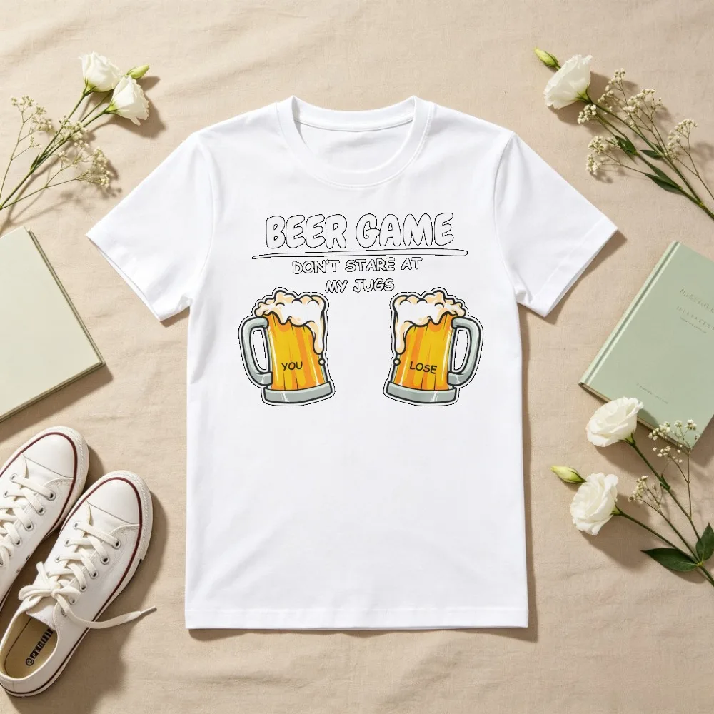 Funny Rude Inappropriate T Shirt Humor Beer Game Dont Stare At Me Jugs Joke Tshirt Casual Fashion Harajuku Man Women Clothing