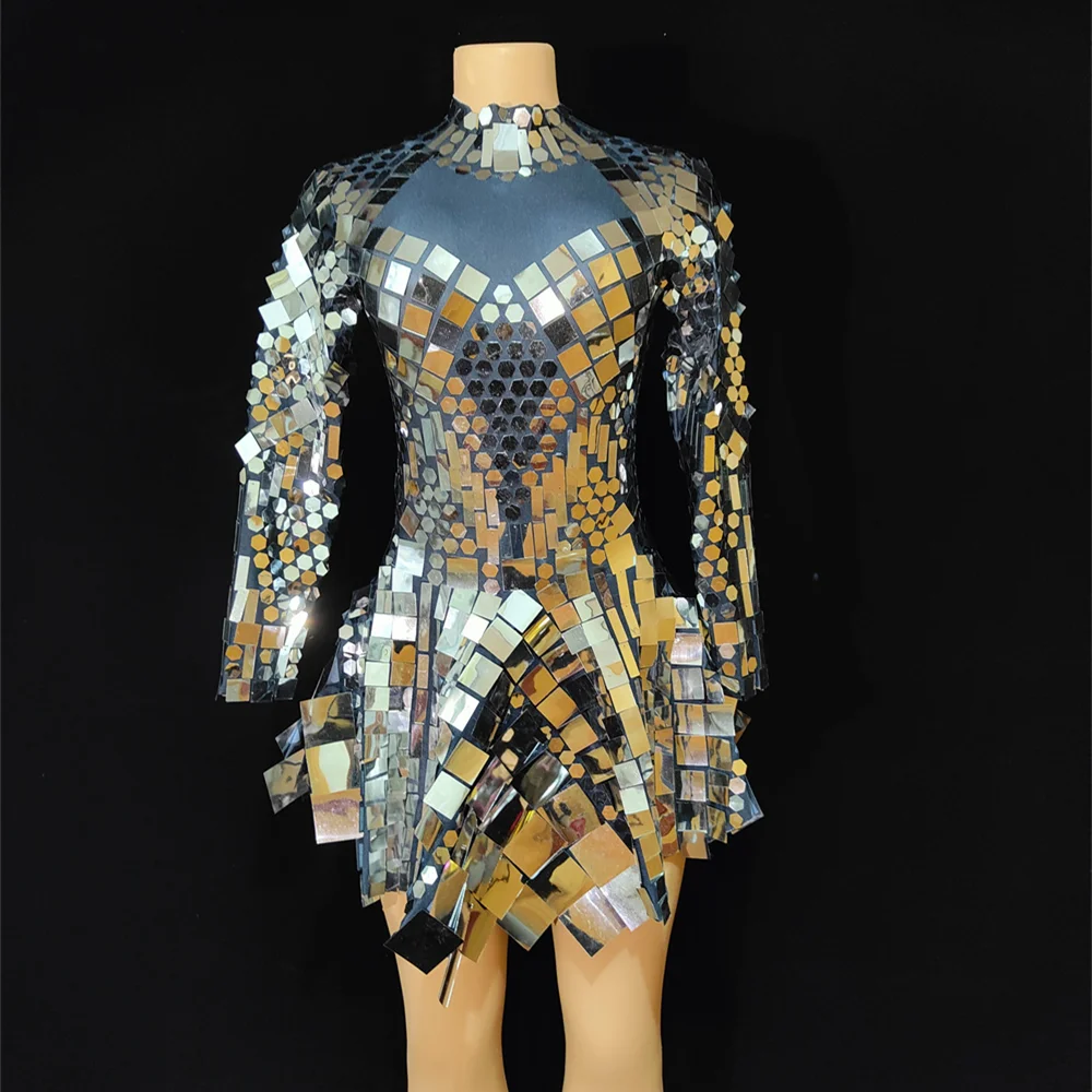 

Sexy Sequin Birthday Party A Line Dress Female Live House Singer Dancer Show Costume Women Music Festival Outfit Club Mini Dress