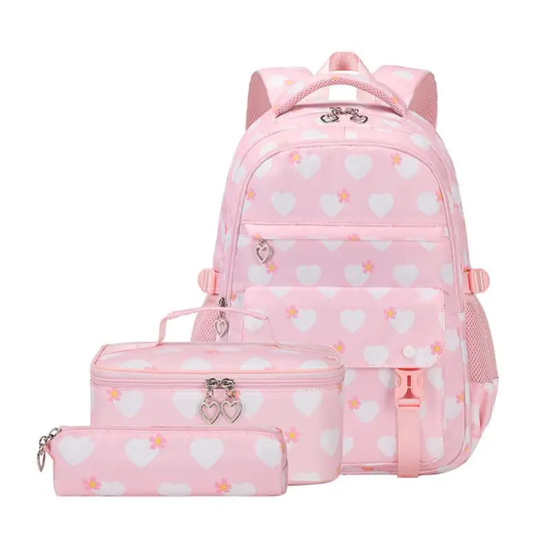 School Backpack for Girls With Lunch Box 3 Pcs/Set School Bags Children Students Backpack Waterproof Kids Bookbag Pencil Case