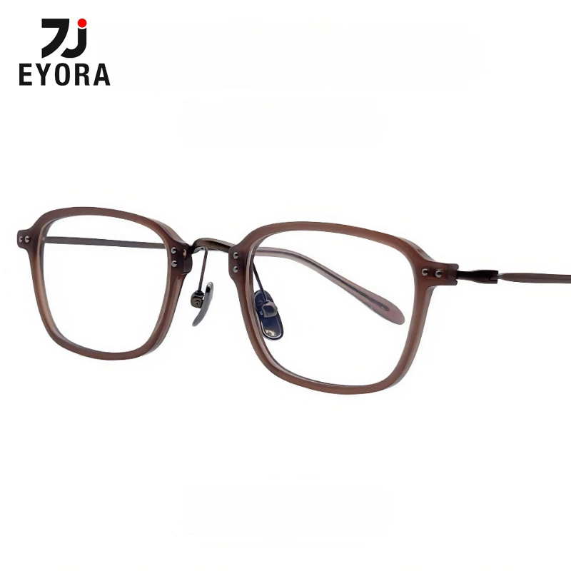 

EYORA Ultralight Full Rim Acetate-Ti Square Reading Glasses Anti Blue Ray Myopia and Hyperopia Photochromic Prescription Eyewear