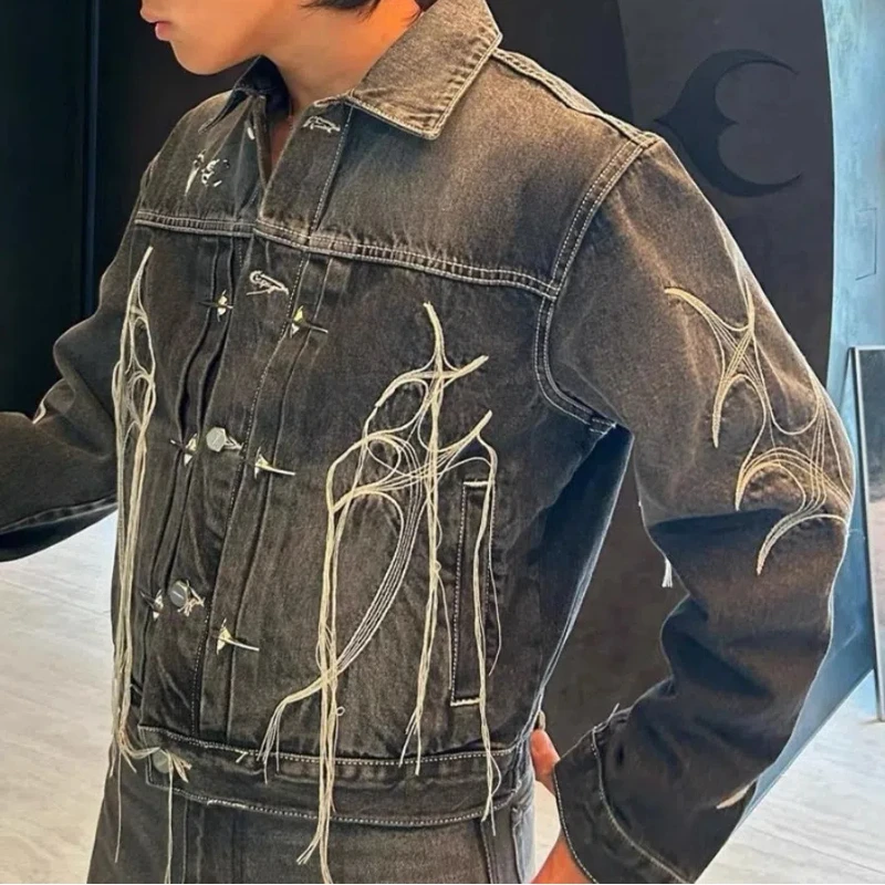 High Street Tassel Vintage Washed Denim Jackets High Quality Coat Short Coats Men Women Designer Fashion Jacket