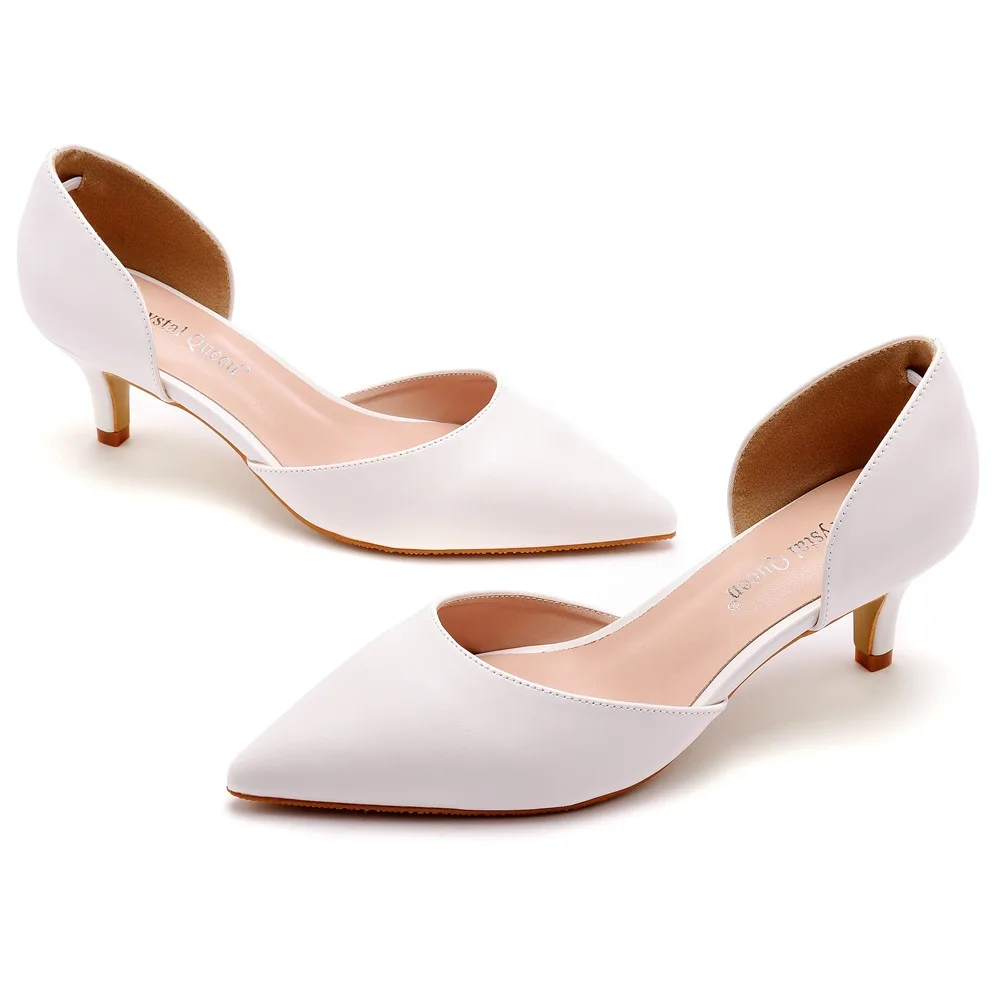 Summer Women Pumps Sandals Fashion Leather Solid Wedding PVC 5.5 CM Thin Heels Low Heels Woman Shoe Office Work Shoes